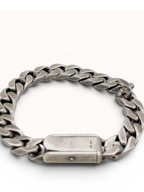 Gucci Sterling Silver Heavy Curb Link Bracelet 925 Italy 21cm 15mm